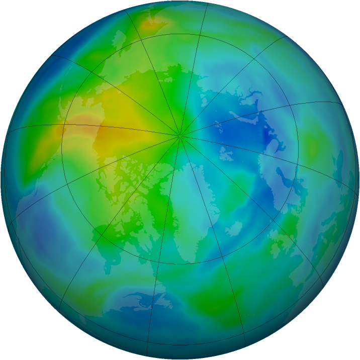 Arctic ozone map for 25 October 2005